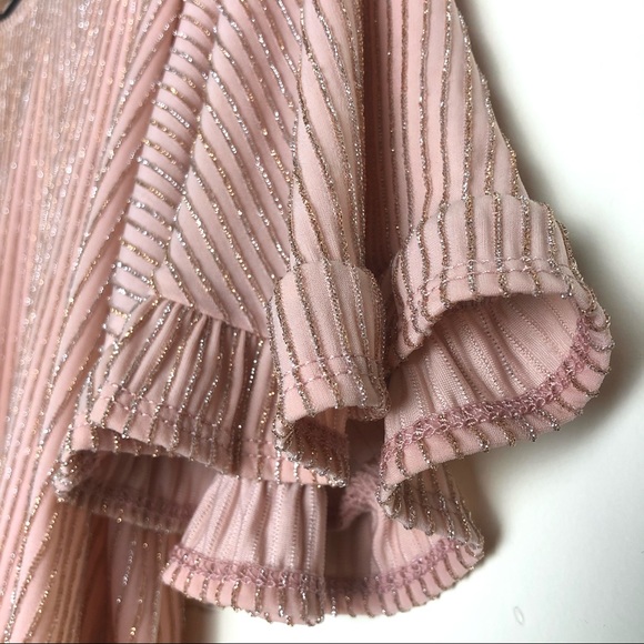 NWT Anthro W5 Metallic Pink Ruffle Sleeve Top - Picture 5 of 8